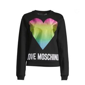 Love Moschino Rainbow Heart Graphic Pullover Sweatshirt